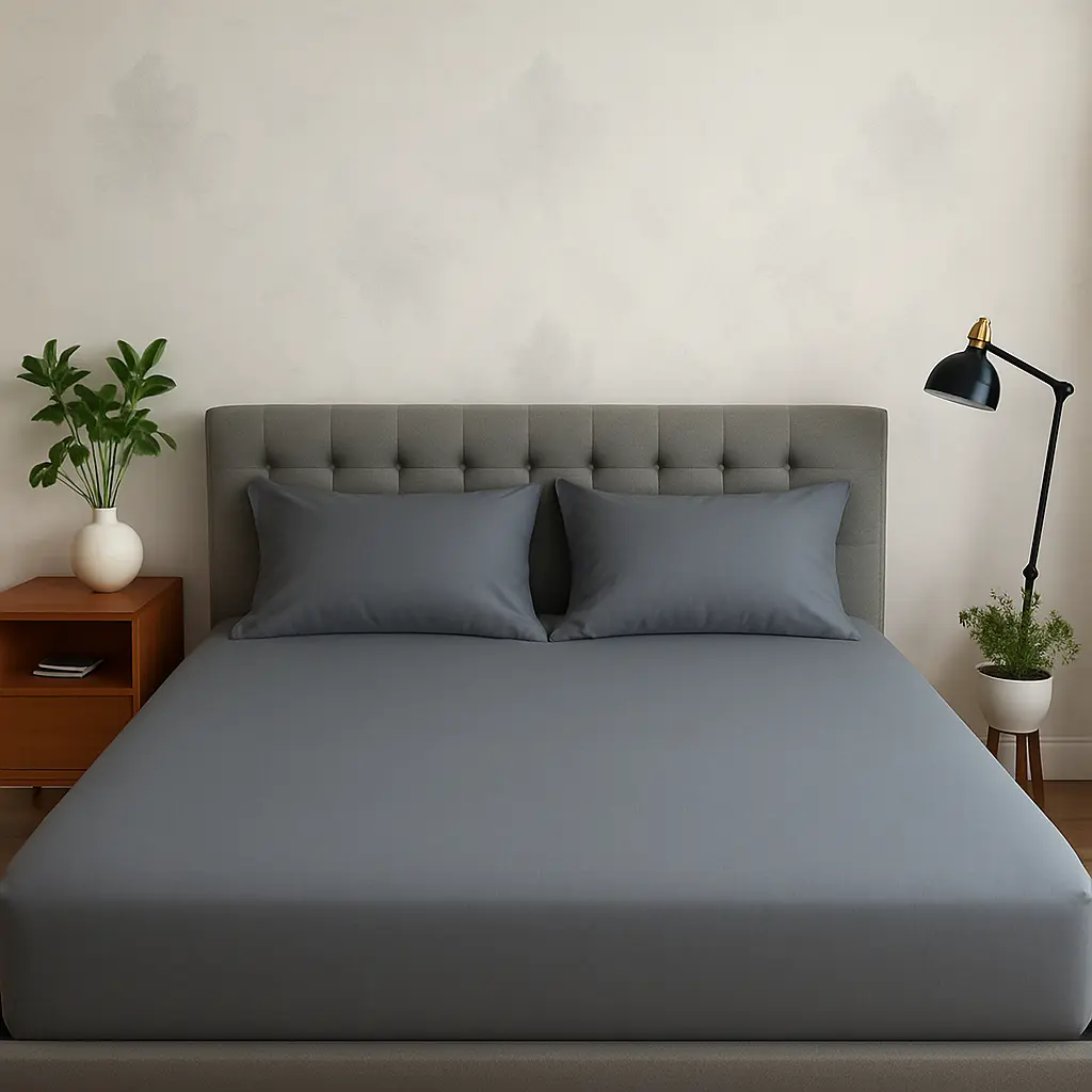 Dark grey queen bedsheet set - Modern bedroom essential
