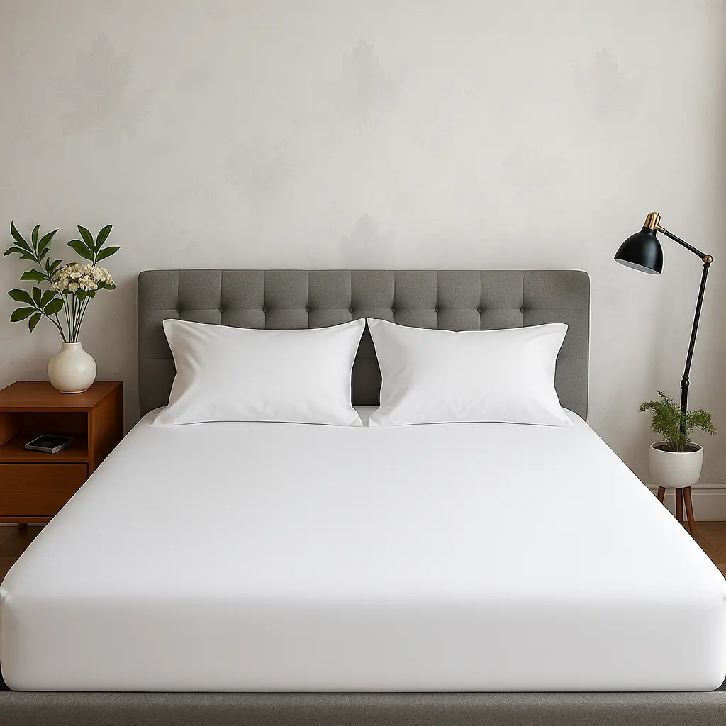 White queen bedsheet set - 1800TC microfiber with pillowcases